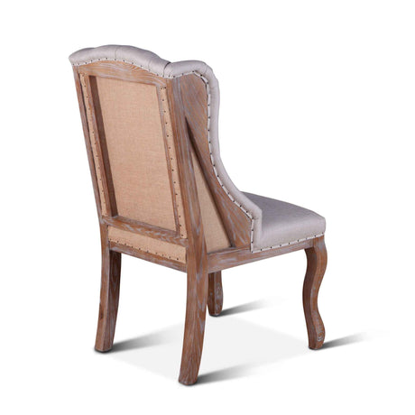 Satine 25" Dining Chair in Off White Linen with Napoleon Legs by Home Trends & Design at Eve Furniture