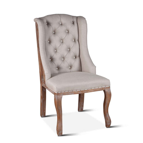 Satine 25" Dining Chair in Off White Linen with Napoleon Legs by Home Trends & Design at Eve Furniture