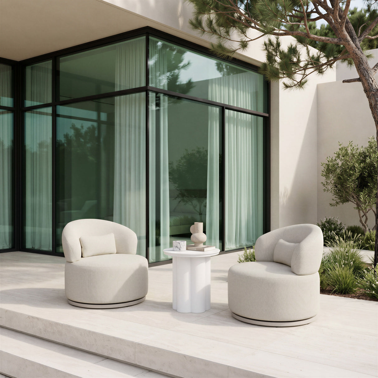 Sausalito Swivel Chair Beige by Zuomod at Eve Furniture