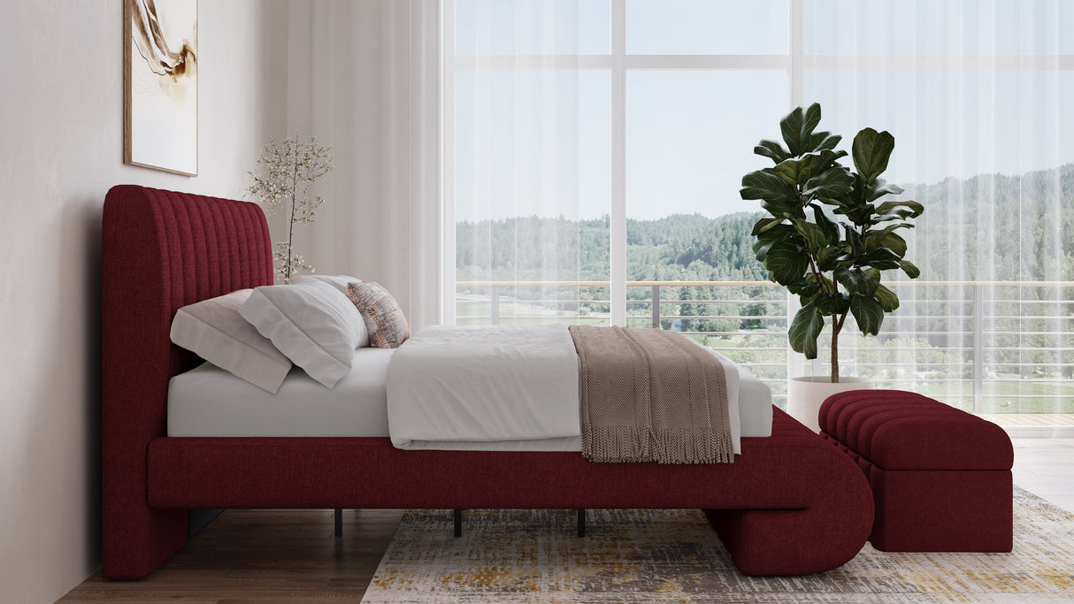 Savage Maximalist Eastern King Upholstered Bed in Ruby Chenille by Modus Furniture at Eve Furniture