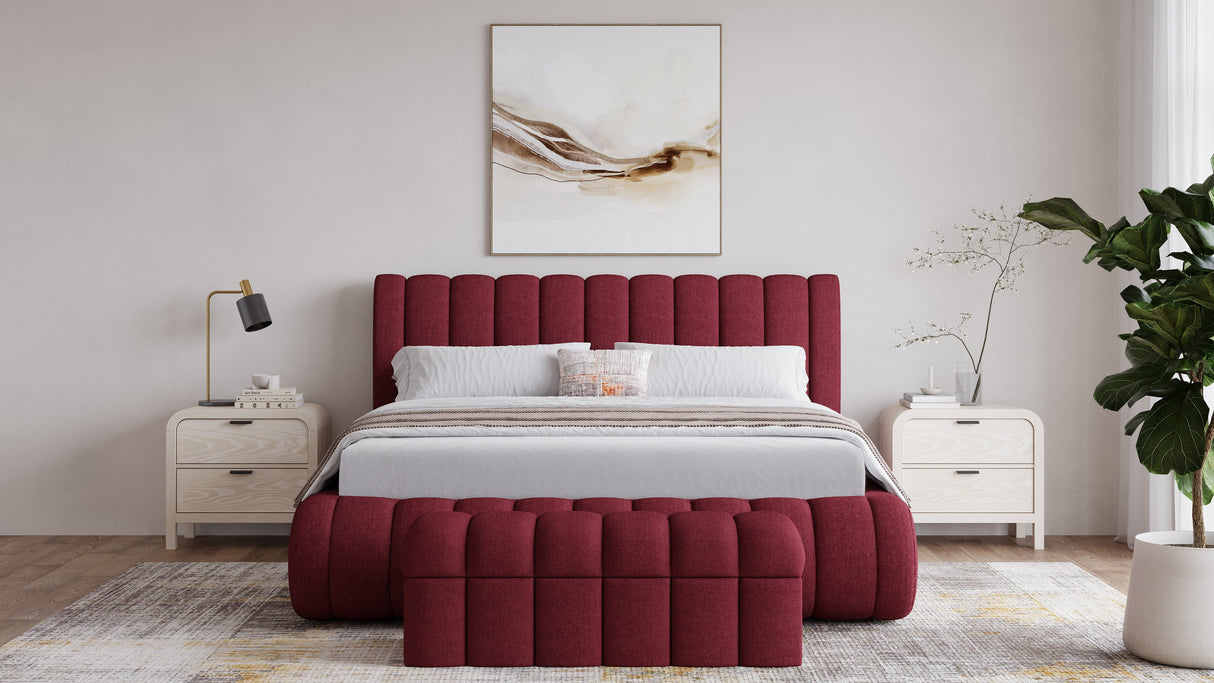 Savage Maximalist Eastern King Upholstered Bed in Ruby Chenille by Modus Furniture at Eve Furniture