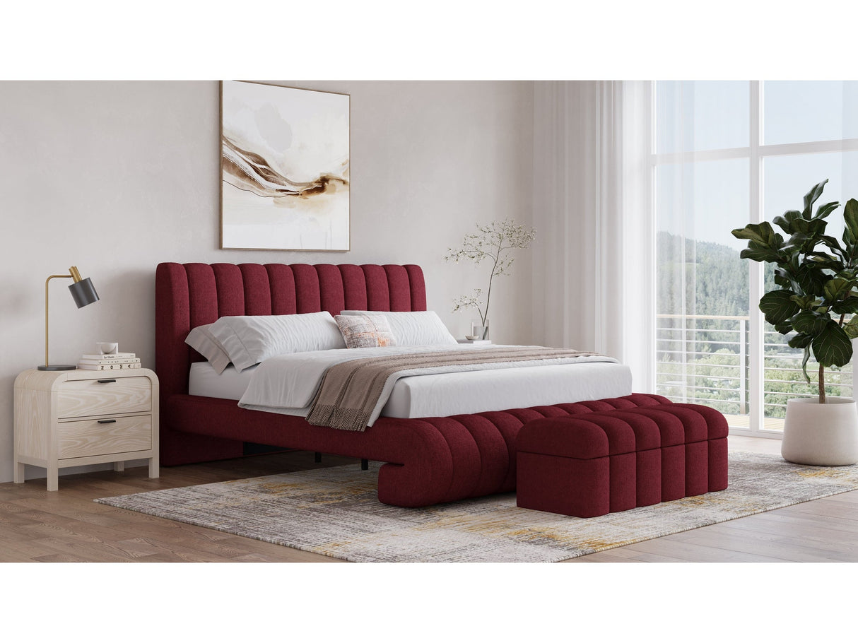 Savage Maximalist Eastern King Upholstered Bed in Ruby Chenille by Modus Furniture at Eve Furniture