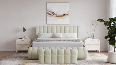 Savage Maximalist Eastern King Upholstered Bed in Sandy Chenille by Modus Furniture at Eve Furniture