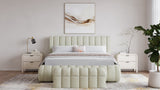 Savage Maximalist Queen Upholstered Bed in Sandy Chenille by Modus Furniture at Eve Furniture