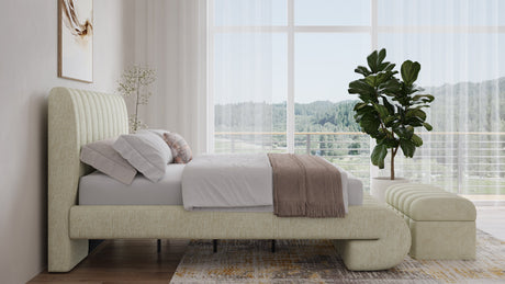 Savage Maximalist Queen Upholstered Bed in Sandy Chenille by Modus Furniture at Eve Furniture