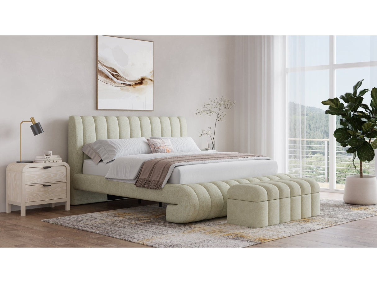 Savage Maximalist Queen Upholstered Bed in Sandy Chenille by Modus Furniture at Eve Furniture