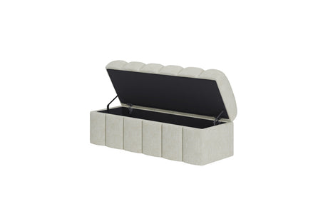 Savage Upholstered Storage Bench in Sandy Chenille by Modus Furniture at Eve Furniture