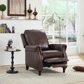Savannah Brown Leather Push Back Recliner Chair by Homelegance at Eve Furniture