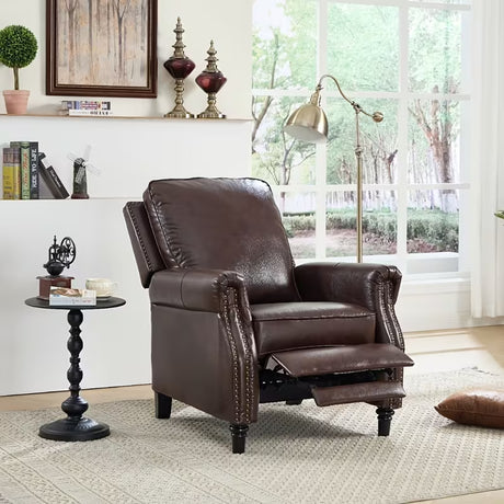Savannah Brown Leather Push Back Recliner Chair by Homelegance at Eve Furniture