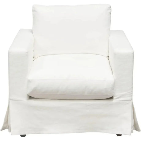 Savannah White and Sand Linen Slip-Cover Chair by Diamond Sofa at Eve Furniture