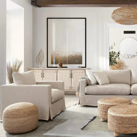 Savannah White and Sand Linen Slip-Cover Chair by Diamond Sofa at Eve Furniture