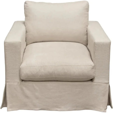 Savannah White and Sand Linen Slip-Cover Chair by Diamond Sofa at Eve Furniture