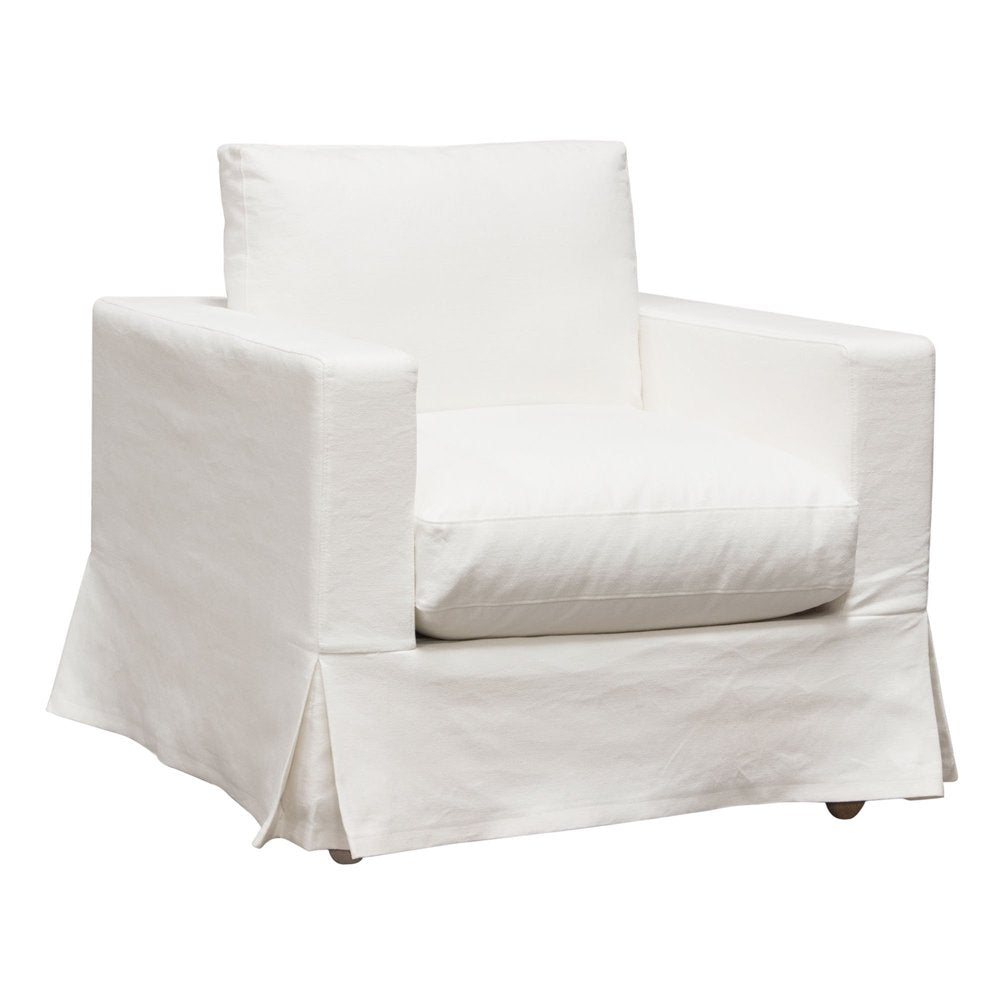 Savannah White Natural Linen Slip-Cover Chair by Diamond Sofa at Eve Furniture