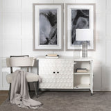 Savannah White Fir Veneer & Gray Metal 3-Door Accent Cabinet by Mercana at Eve Furniture