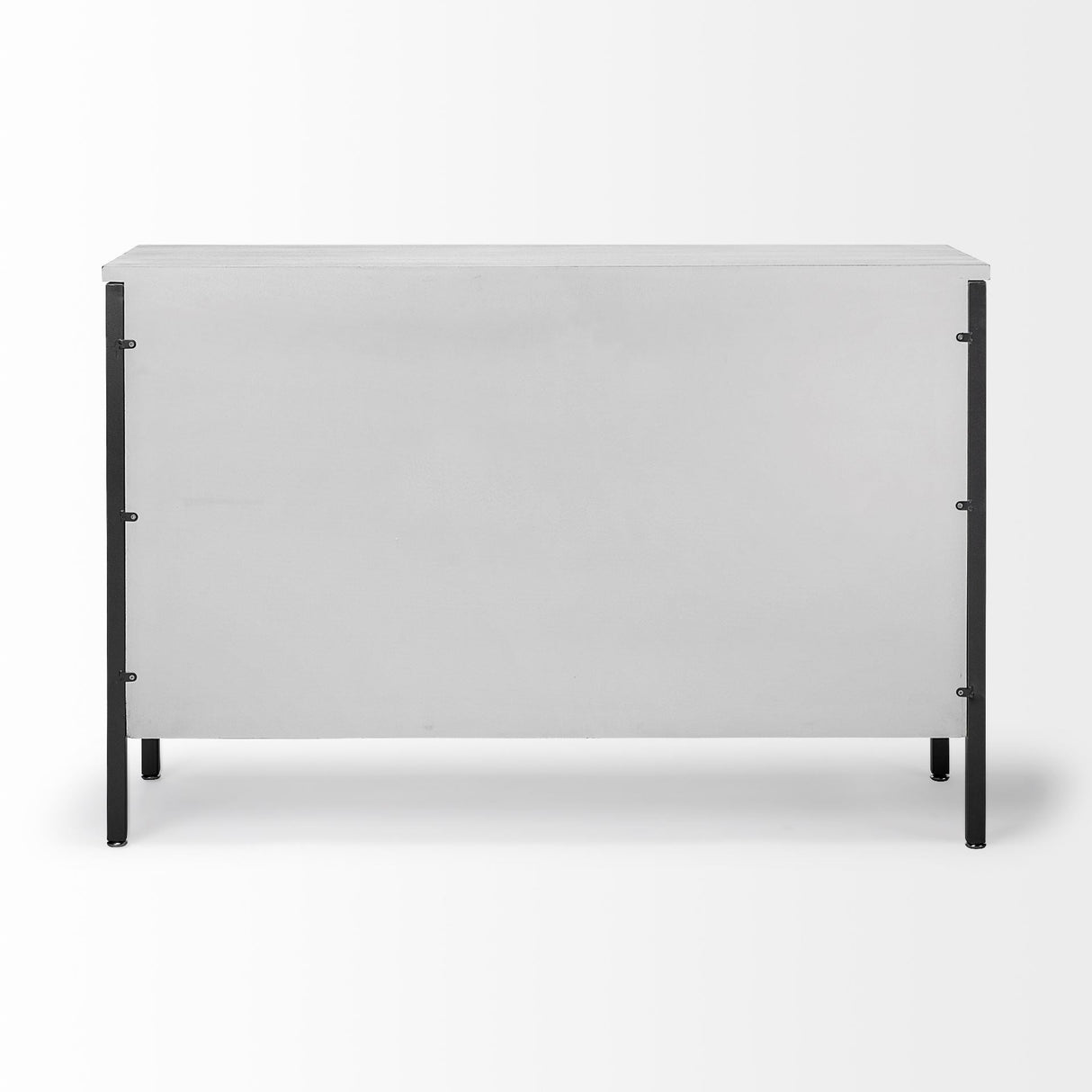 Savannah White Fir Veneer & Gray Metal 3-Door Accent Cabinet by Mercana at Eve Furniture