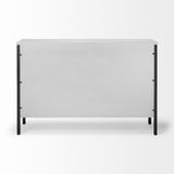 Savannah White Fir Veneer & Gray Metal 3-Door Accent Cabinet by Mercana at Eve Furniture