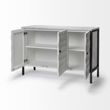 Savannah White Fir Veneer & Gray Metal 3-Door Accent Cabinet by Mercana at Eve Furniture