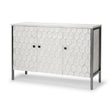 Savannah White Fir Veneer & Gray Metal 3-Door Accent Cabinet by Mercana at Eve Furniture