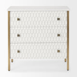 Savannah White Fir Veneer w/ Gold Metal 3-Drawer Accent Cabinet by Mercana at Eve Furniture