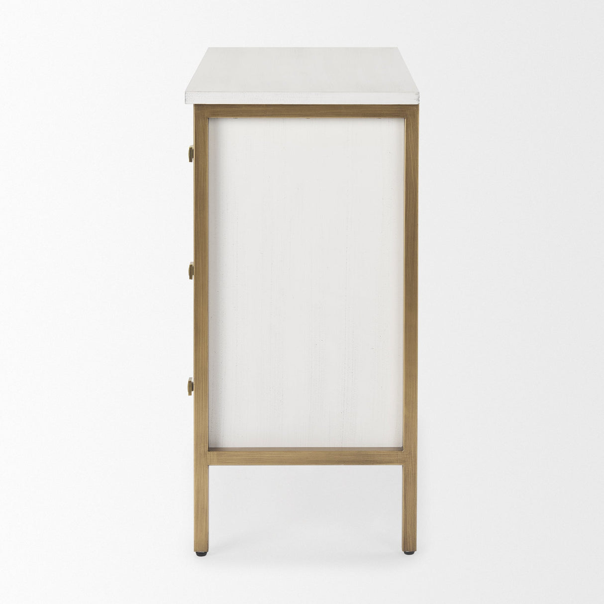 Savannah White Fir Veneer w/ Gold Metal 3-Drawer Accent Cabinet by Mercana at Eve Furniture