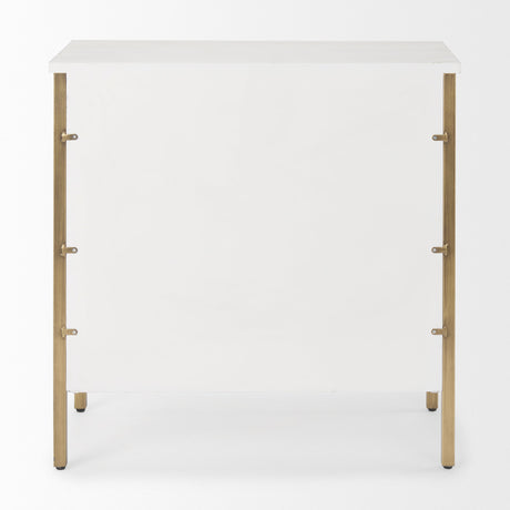 Savannah White Fir Veneer w/ Gold Metal 3-Drawer Accent Cabinet by Mercana at Eve Furniture