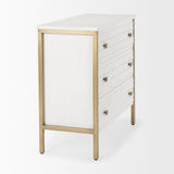 Savannah White Fir Veneer w/ Gold Metal 3-Drawer Accent Cabinet by Mercana at Eve Furniture