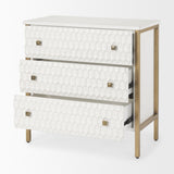 Savannah White Fir Veneer w/ Gold Metal 3-Drawer Accent Cabinet by Mercana at Eve Furniture