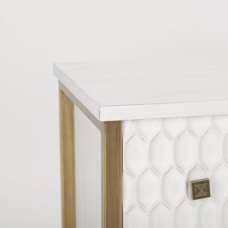 Savannah White Fir Veneer w/ Gold Metal 3-Drawer Accent Cabinet by Mercana at Eve Furniture