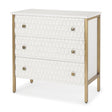 Savannah White Fir Veneer w/ Gold Metal 3-Drawer Accent Cabinet by Mercana at Eve Furniture