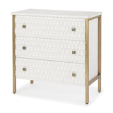 Savannah White Fir Veneer w/ Gold Metal 3-Drawer Accent Cabinet by Mercana at Eve Furniture