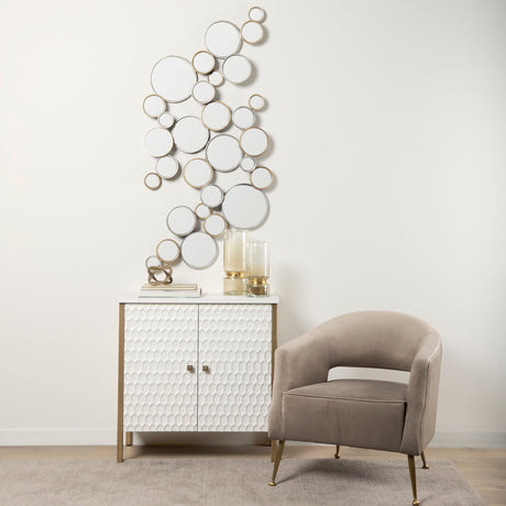 Savannah White Fir Veneer w/ Gold Metal Accent 2-Door Accent Cabinet by Mercana at Eve Furniture