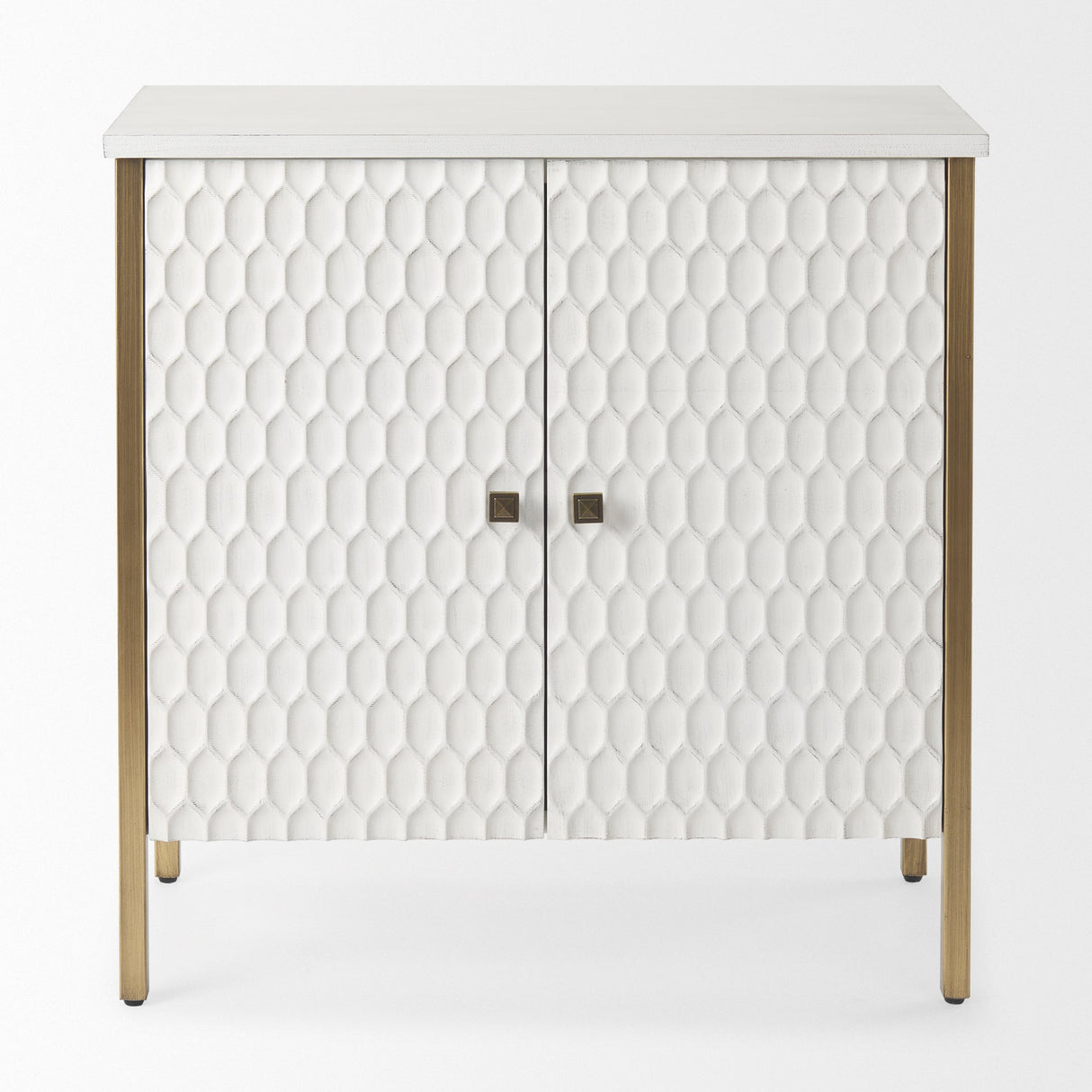 Savannah White Fir Veneer w/ Gold Metal Accent 2-Door Accent Cabinet by Mercana at Eve Furniture