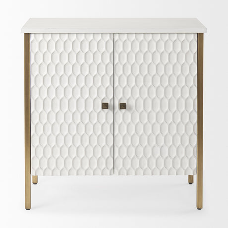 Savannah White Fir Veneer w/ Gold Metal Accent 2-Door Accent Cabinet by Mercana at Eve Furniture
