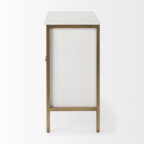 Savannah White Fir Veneer w/ Gold Metal Accent 2-Door Accent Cabinet by Mercana at Eve Furniture