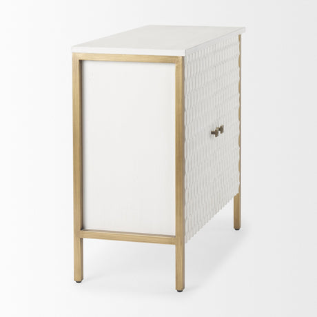 Savannah White Fir Veneer w/ Gold Metal Accent 2-Door Accent Cabinet by Mercana at Eve Furniture