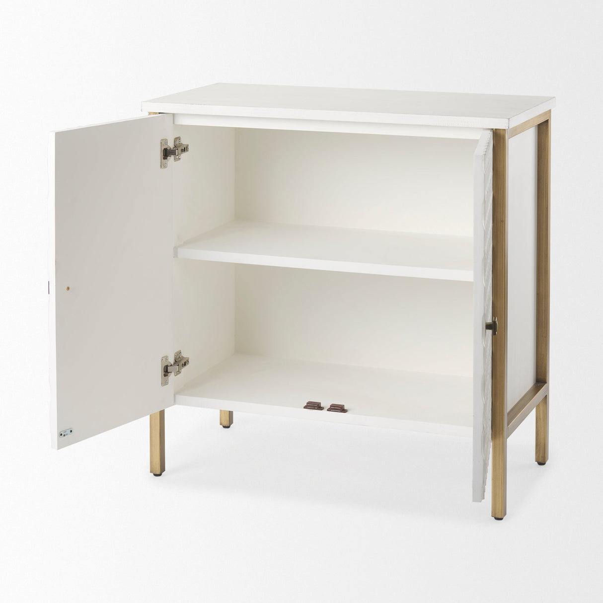Savannah White Fir Veneer w/ Gold Metal Accent 2-Door Accent Cabinet by Mercana at Eve Furniture