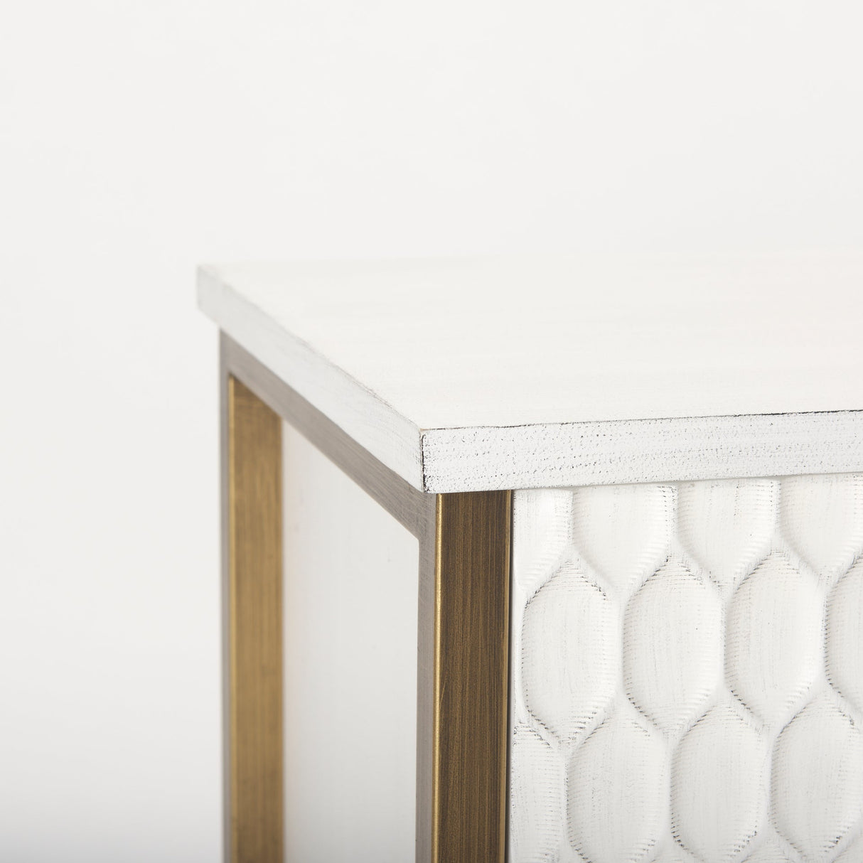 Savannah White Fir Veneer w/ Gold Metal Accent 2-Door Accent Cabinet by Mercana at Eve Furniture