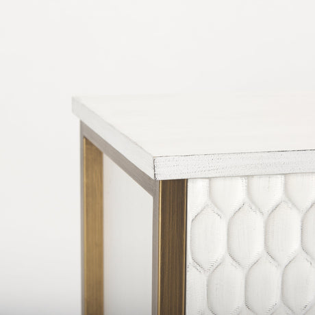 Savannah White Fir Veneer w/ Gold Metal Accent 2-Door Accent Cabinet by Mercana at Eve Furniture