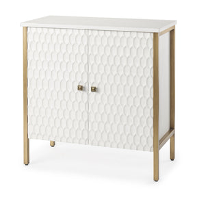 Savannah White Fir Veneer w/ Gold Metal Accent 2-Door Accent Cabinet by Mercana at Eve Furniture