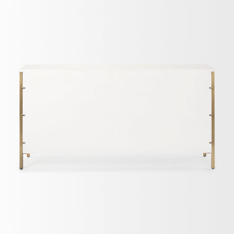 Savannah White Fir Veneer w/ Gold Metal Accents 6-Drawer Sideboard by Mercana at Eve Furniture