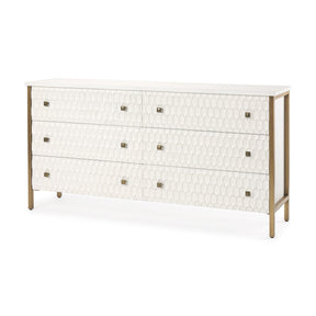 Savannah White Fir Veneer w/ Gold Metal Accents 6-Drawer Sideboard by Mercana at Eve Furniture