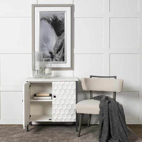Savannah White Fir Veneer w/ Gray Metal 2-Door Accent Cabinet by Mercana at Eve Furniture