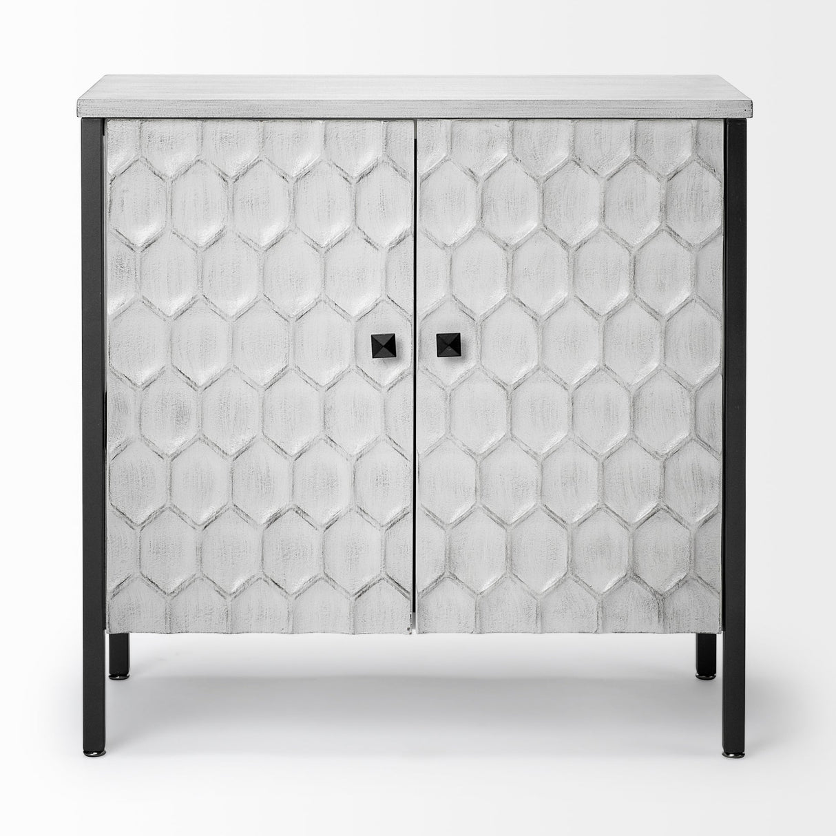 Savannah White Fir Veneer w/ Gray Metal 2-Door Accent Cabinet by Mercana at Eve Furniture