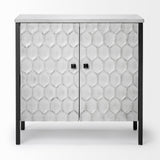 Savannah White Fir Veneer w/ Gray Metal 2-Door Accent Cabinet by Mercana at Eve Furniture