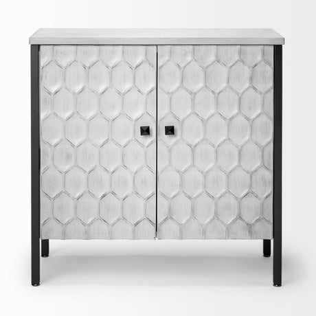 Savannah White Fir Veneer w/ Gray Metal 2-Door Accent Cabinet by Mercana at Eve Furniture