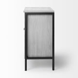 Savannah White Fir Veneer w/ Gray Metal 2-Door Accent Cabinet by Mercana at Eve Furniture