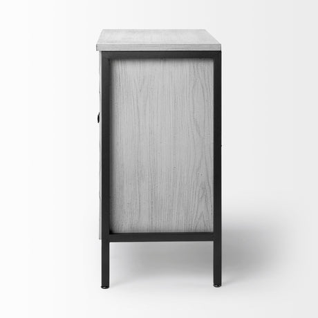 Savannah White Fir Veneer w/ Gray Metal 2-Door Accent Cabinet by Mercana at Eve Furniture