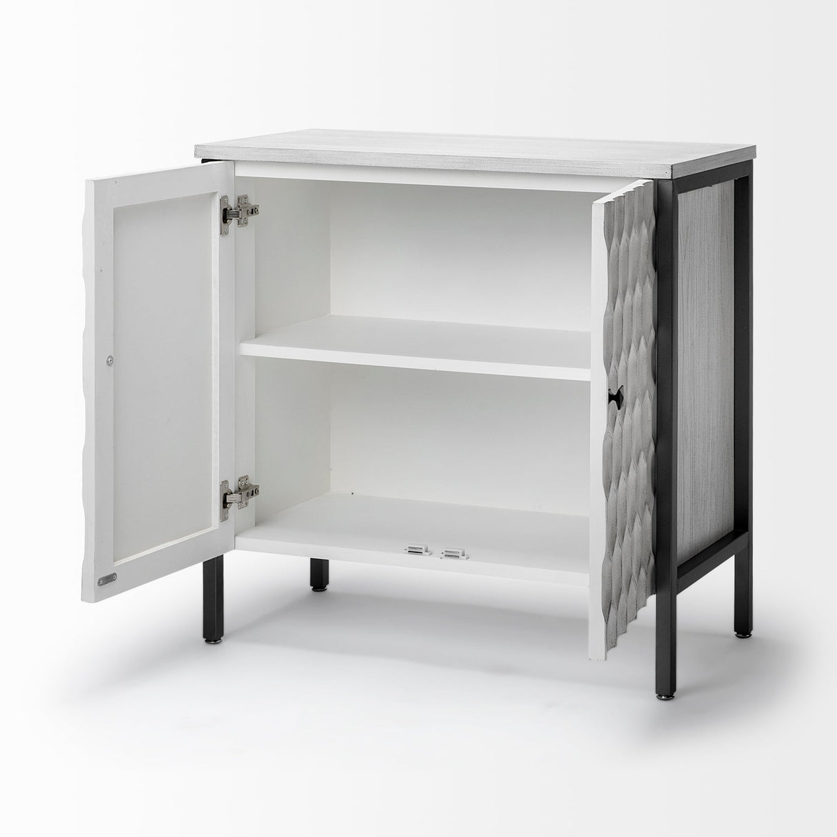 Savannah White Fir Veneer w/ Gray Metal 2-Door Accent Cabinet by Mercana at Eve Furniture