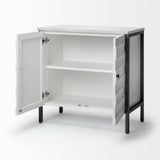 Savannah White Fir Veneer w/ Gray Metal 2-Door Accent Cabinet by Mercana at Eve Furniture