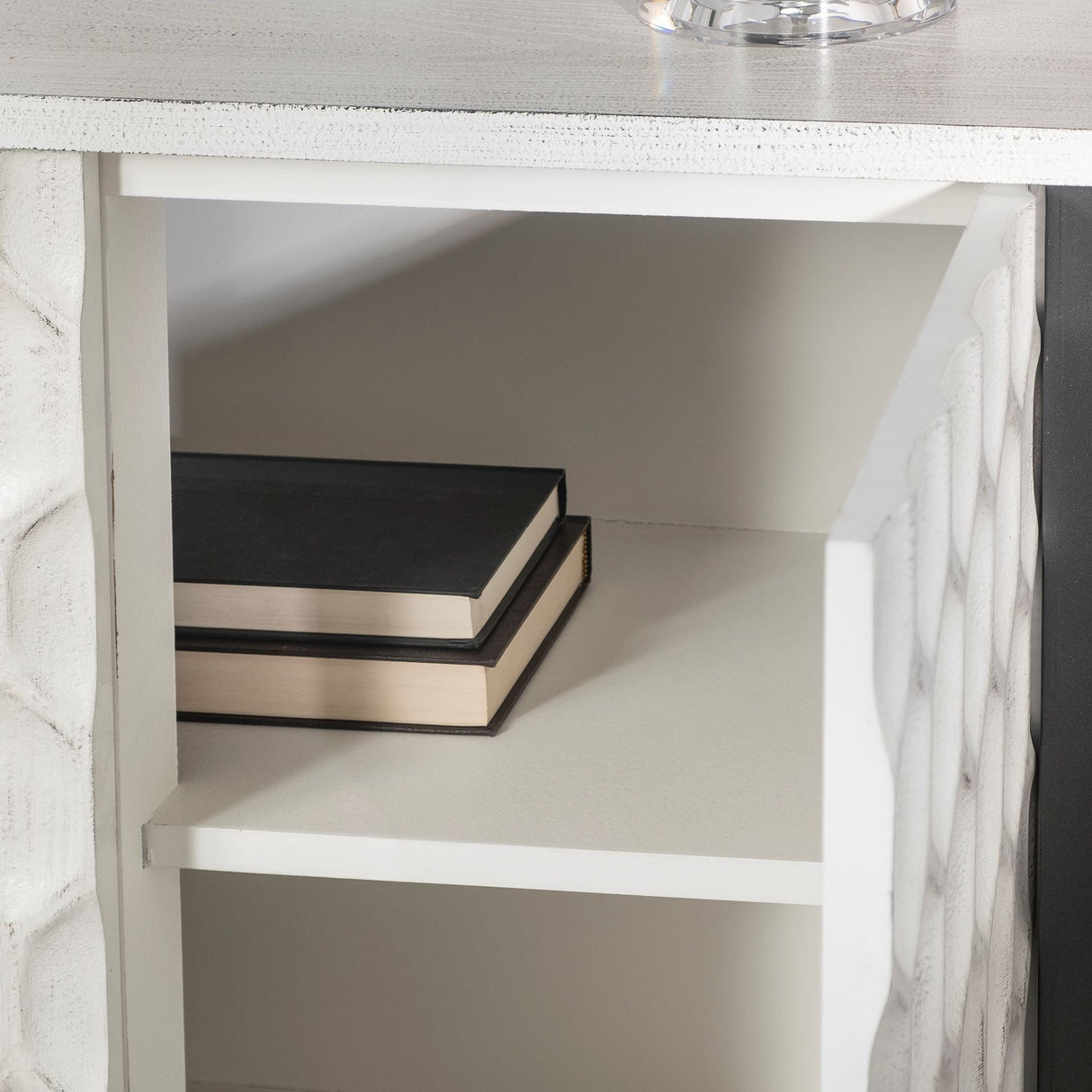 Savannah White Fir Veneer w/ Gray Metal 2-Door Accent Cabinet by Mercana at Eve Furniture